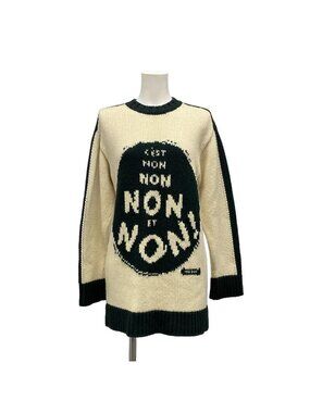 Dior Long Sleeve Sweater I 40 Ivory Dark Green